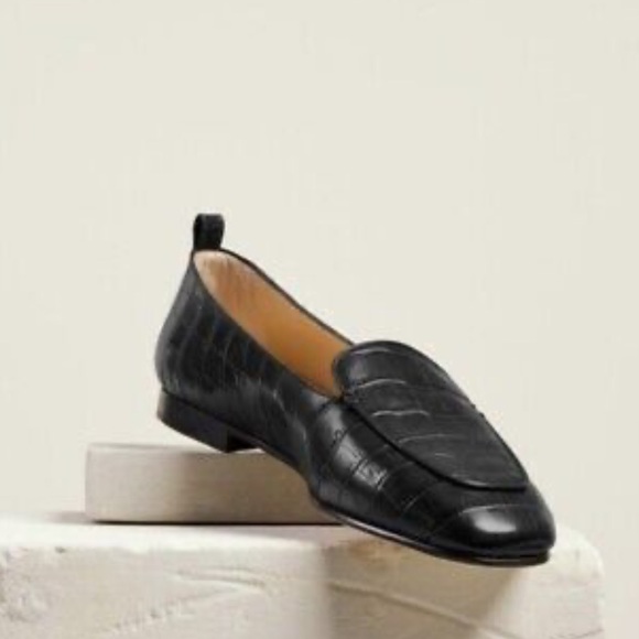 Dear Frances Shoes - Dear Frances Black Croc Leather Cruise Loafer